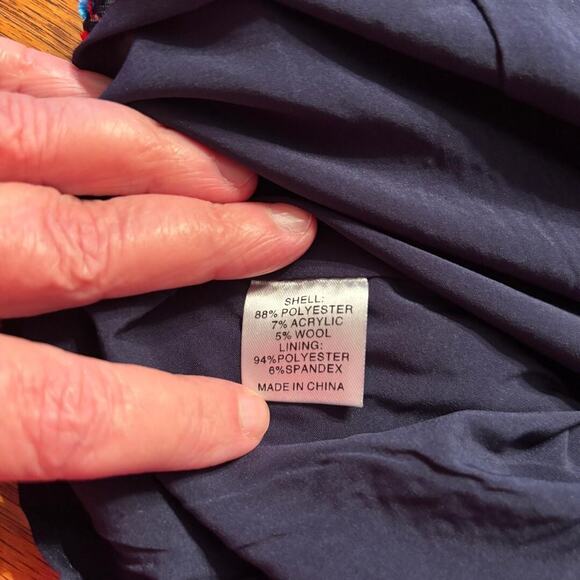 Duffield Lane Navy Confetti Tweed Ellis Top Size S - Picture 7 of 13